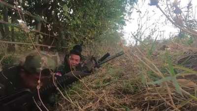 Anti-Junta KNDO fighters in firefight with the Myanmar Army
