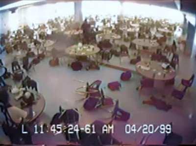 Columbine High School Cafeteria CCTV Footage [Partial, Colorized]