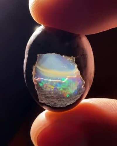 Stunning Mexican Water Opal on Matrix Looks Like a Window into Another World