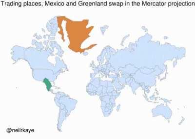 Swapping Mexico and Greenland in Mercator Projection