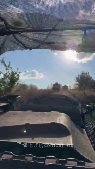 Ukrainian Stryker drives past two MaxxPro’s in the Kursk Region - August 2024