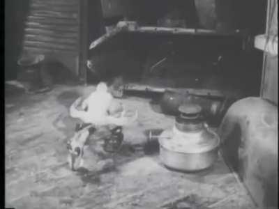 This stop motion film made 92 years ago, long before CGI, shows a metal-eating bird that devours scrap in a garage and lays an egg that grows into a car with impressive FX