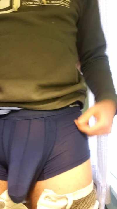 Your friendly neighborhood young hung Arab. Fat cock stuffed into tight underwear.