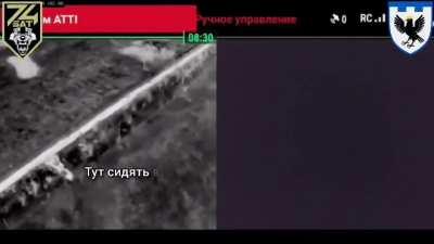 Ukrainian &quot;Baba Yaga&quot; drone with a machine gun fires towards Russian positions near Huliaipole. May 2024