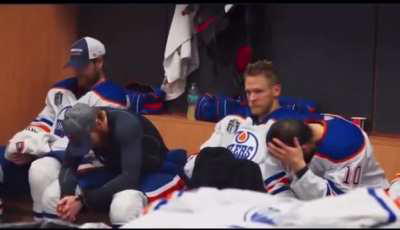 Edmonton Oilers locker room after losing Game 7 of the SCF