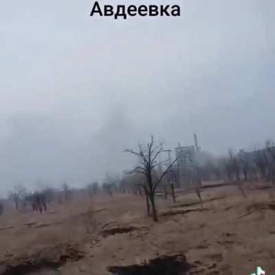 Retreating Ukrainian soldier from Avdiivka under artillery fire