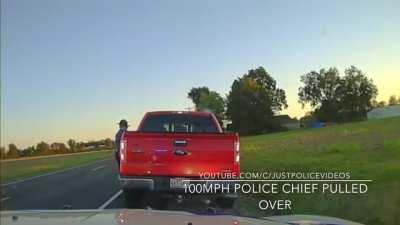 Police chief pulled over going 107 in a 45 mph zone off duty in his private vehicle. Guess his penalty.