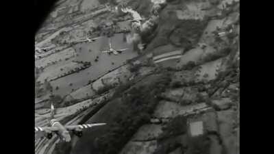 B-26 Bombing Raid, Normandy Invasion [WWII b/w]