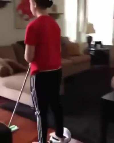 Mopping the floor on a hoverboard, WCGW? (Sound up)