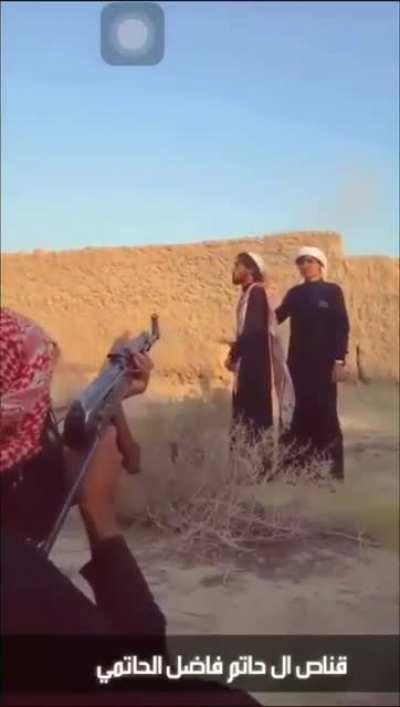 Man lights his friend Cigarette with an AK-47