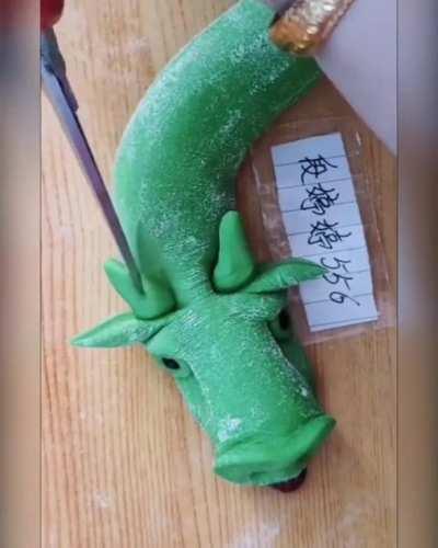 Making a dragon from dough