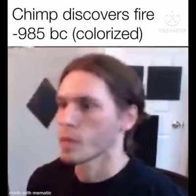 (Made by me) chimp named Jerma discovers fire