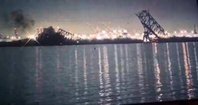 Moments ago a cargo ship struck a bridge in Maryland, completely destroying it with mass casualties.