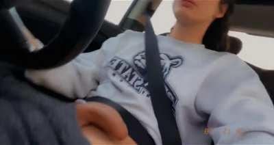 T-girl Cock Throbbing while Driving