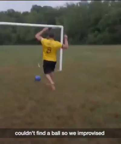 Why would anyone think improvising with a bowling ball would be a good idea? That too barefoot?