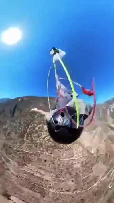 He got tangled in his own parachute