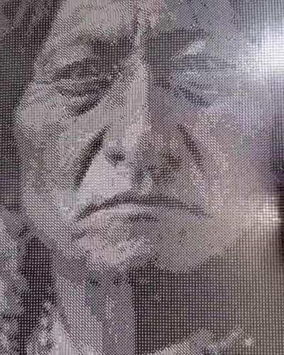 Portrait made with 20,000 dice