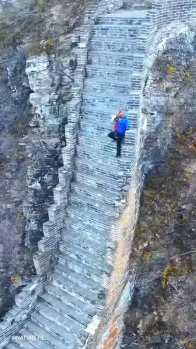 Climbing down these incredible vertical stairs