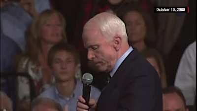 John McCain does what politics hasn't seen in a long time, defends his opponent.