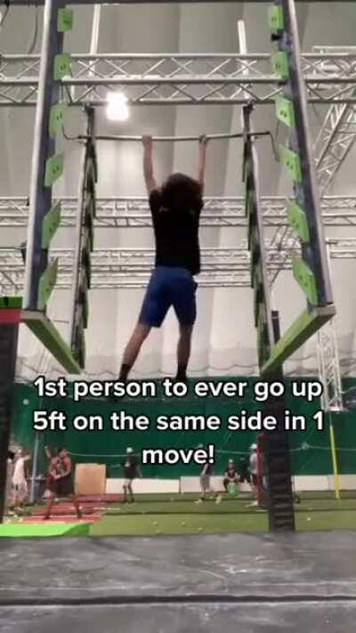 This is the first person ever to go up 5 ft (1.50 meters) in just one move!