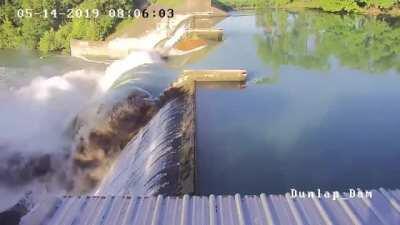 Moment Dam Gate Collapsed At Lake Dunlap