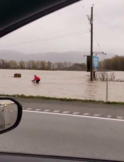 Biking through BC flood waters