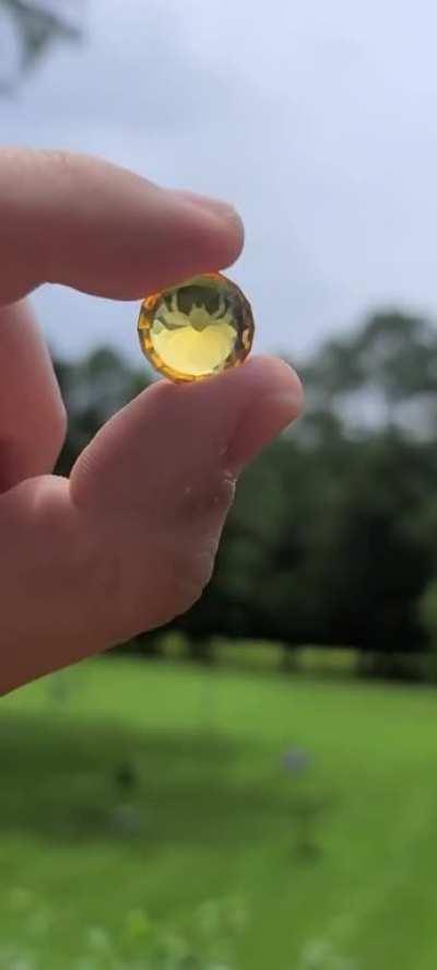 Spider cut into a 10+ carat piece of citrine