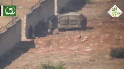 Opposition ATGM team engages an SAA BMP during the fighting for the Airforce Technical College in Aleppo - 2016