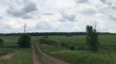 Ukrainian BM-27 “Hurricane” 220-mm multiple rocket launcher system blasts towards Russian positions