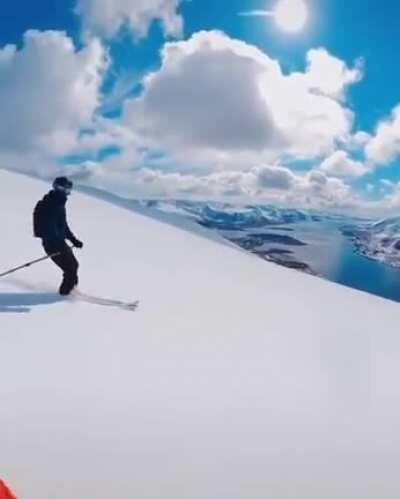 Skiing with an incredible view in Norway