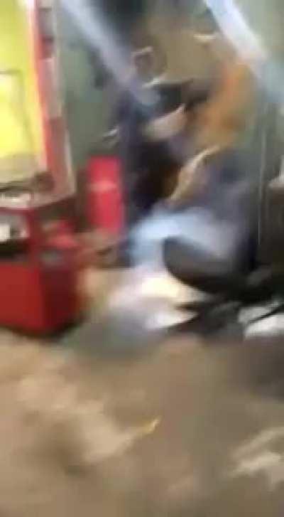 American car repair shop blows up dog and laughs