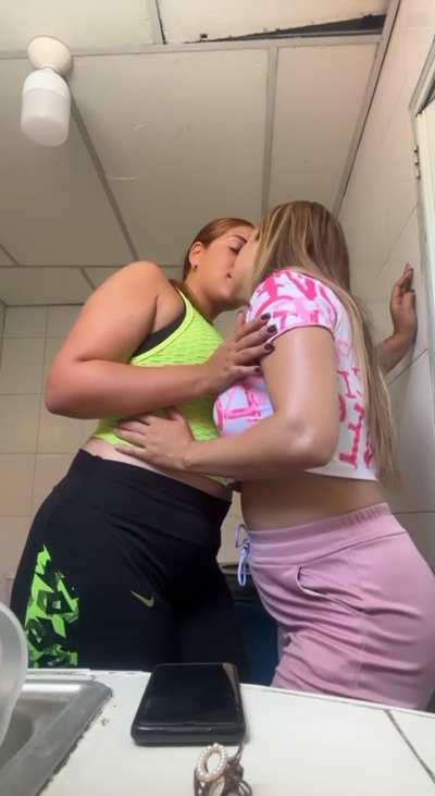 University bathroom with my friend