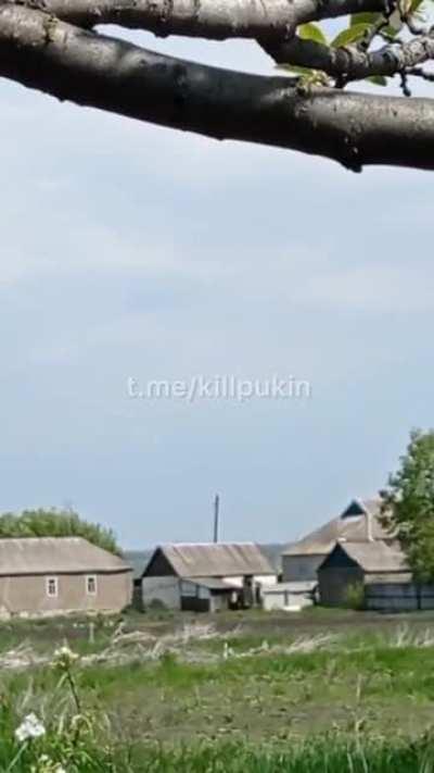 Two Ukrainian Su25 attackers launching rockets at Russian positions near Izyum