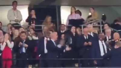 Spanish FA president Luis Rubiales shocking behaviour in the box of authorities right after the match