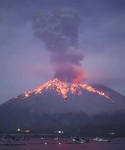 Mesmerizing volcanic eruption