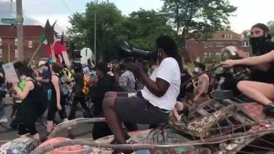 A Protest in Detroit blasting a Dirtybird track with a new chant. Original track is 