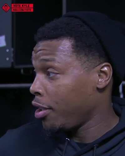 Kyle Lowry gives an...excited post game interview following win against the Hornets.