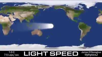 The speed of light visualized on a world map.