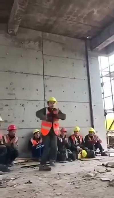 Construction worker shuffle dance