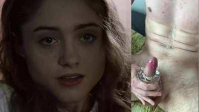 Natalia Dyer milking my cock with my fleshlight