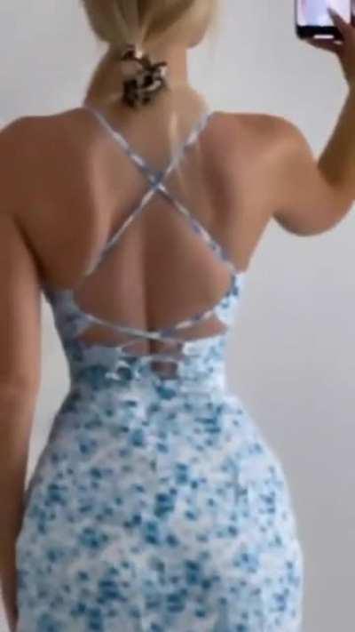 Blue sundress from the back