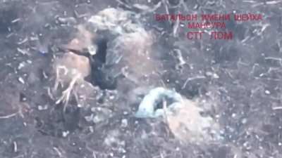 Chechen Fighters Assault Russian Trench Killing Visible Enemy in Close Combat. Bakhmut, Donetsk Oblast [Published by Sheikh Mansur Battalion, Sept 2023]