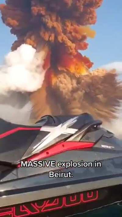 A video from a Jetski just offshore during the explosion in Beirut