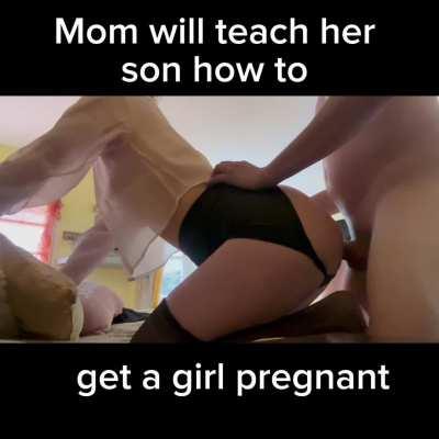 Mom lets her son use her ass to practice getting a girl pregnant.