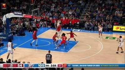 [Highlight] Tre Mann hits the deep three and the Thunder have doubled up the Trail Blazers 108-54 with 3 minutes to go in the third quarter