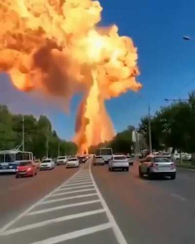 Massive explosion erupting from petrol station in Volgograd, Russia