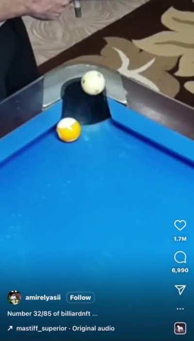 Guy hits a 1 in a million pool shot