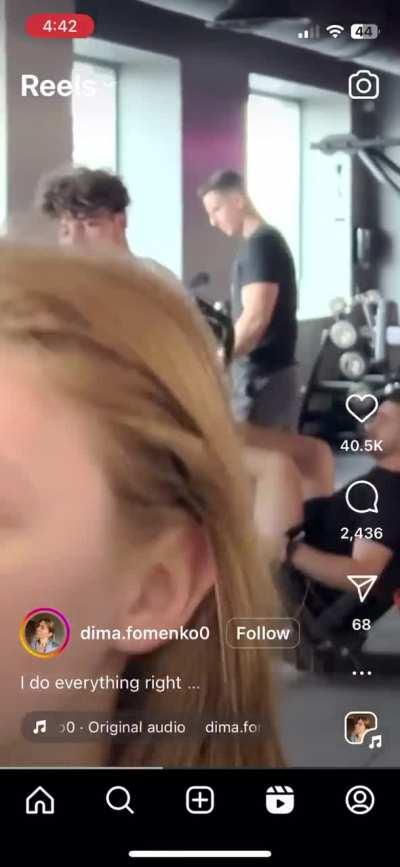 Filming yourself putting on makeup in the gym