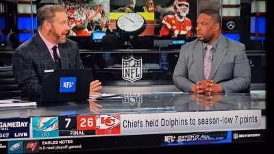 [highlight] during the NFL Network postgame show Chris Rose asks Maurice Jones-Drew if the Chiefs can ride the &quot;D&quot; (defense) to another superbowl