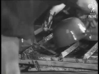 Making Pots From German Army Helmets (1946)